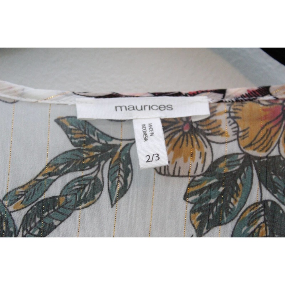 Maurices Sheer Metallic Floral Open Front Cardigan Kimono Plus Size 2X/3X H14770 - Picture 4 of 7